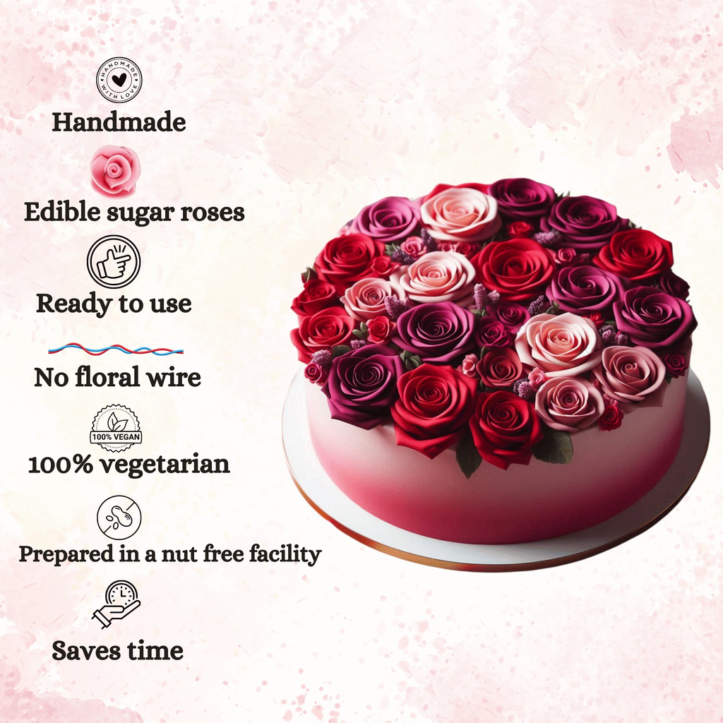 confect sugar roses topper sugar roses for cake decorations cupcakes doughnut edible toppers ombre 2 pack of 12