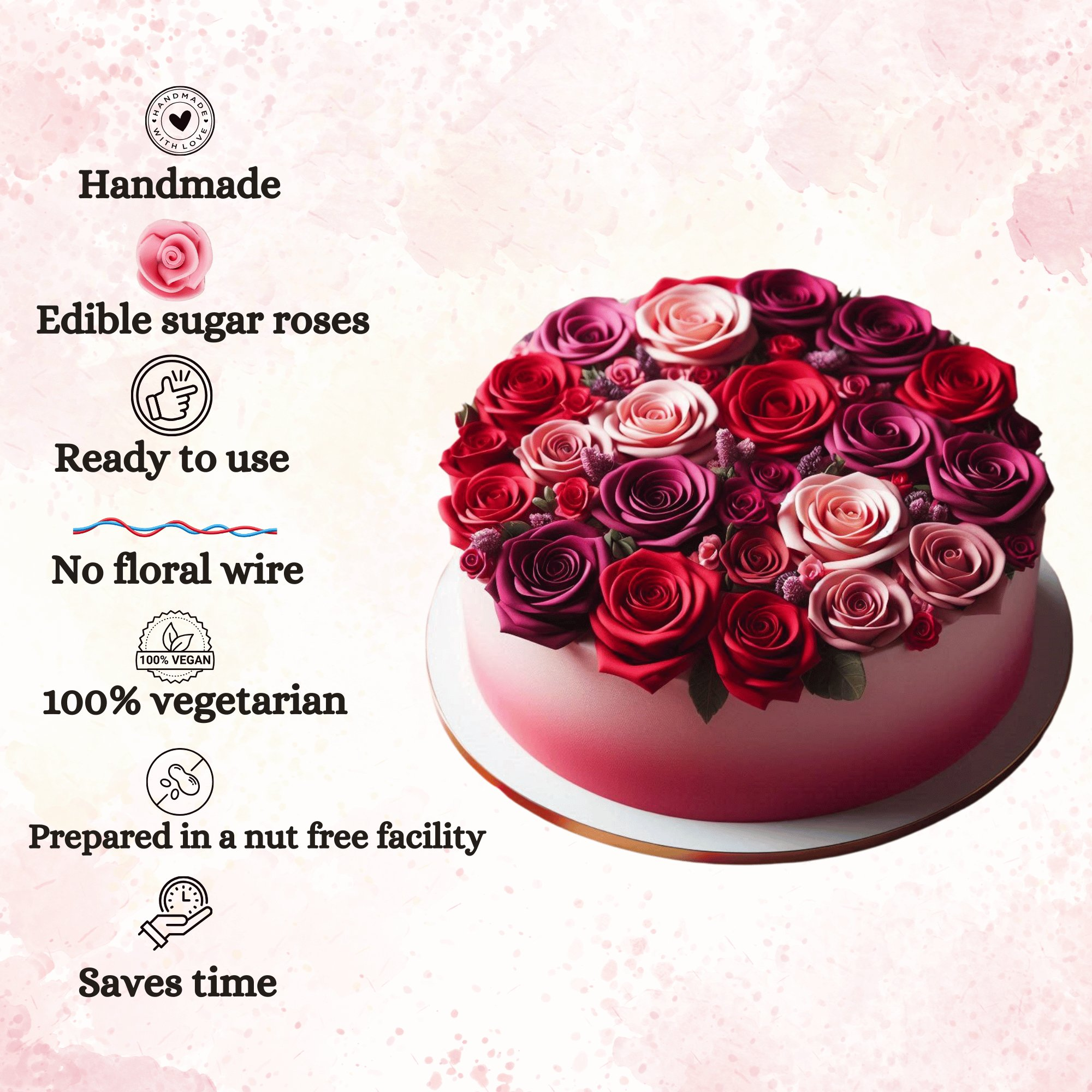confect sugar roses topper sugar roses for cake decorations cupcakes doughnut edible toppers ombre 2 pack of 12