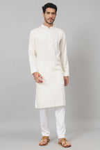 Giza Cotton Off White Plain Kurta by Hilo Design