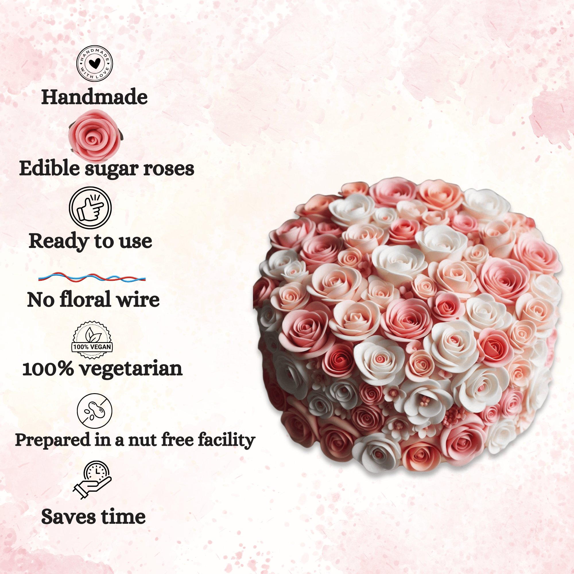 confect sugar roses topper sugar roses for cake decorations cupcakes doughnut edible toppers ombre 3 pack of 12