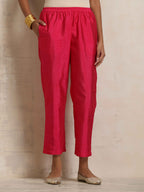 trueBrowns Hot Pink Tissue Straight Kurta Set - Distacart