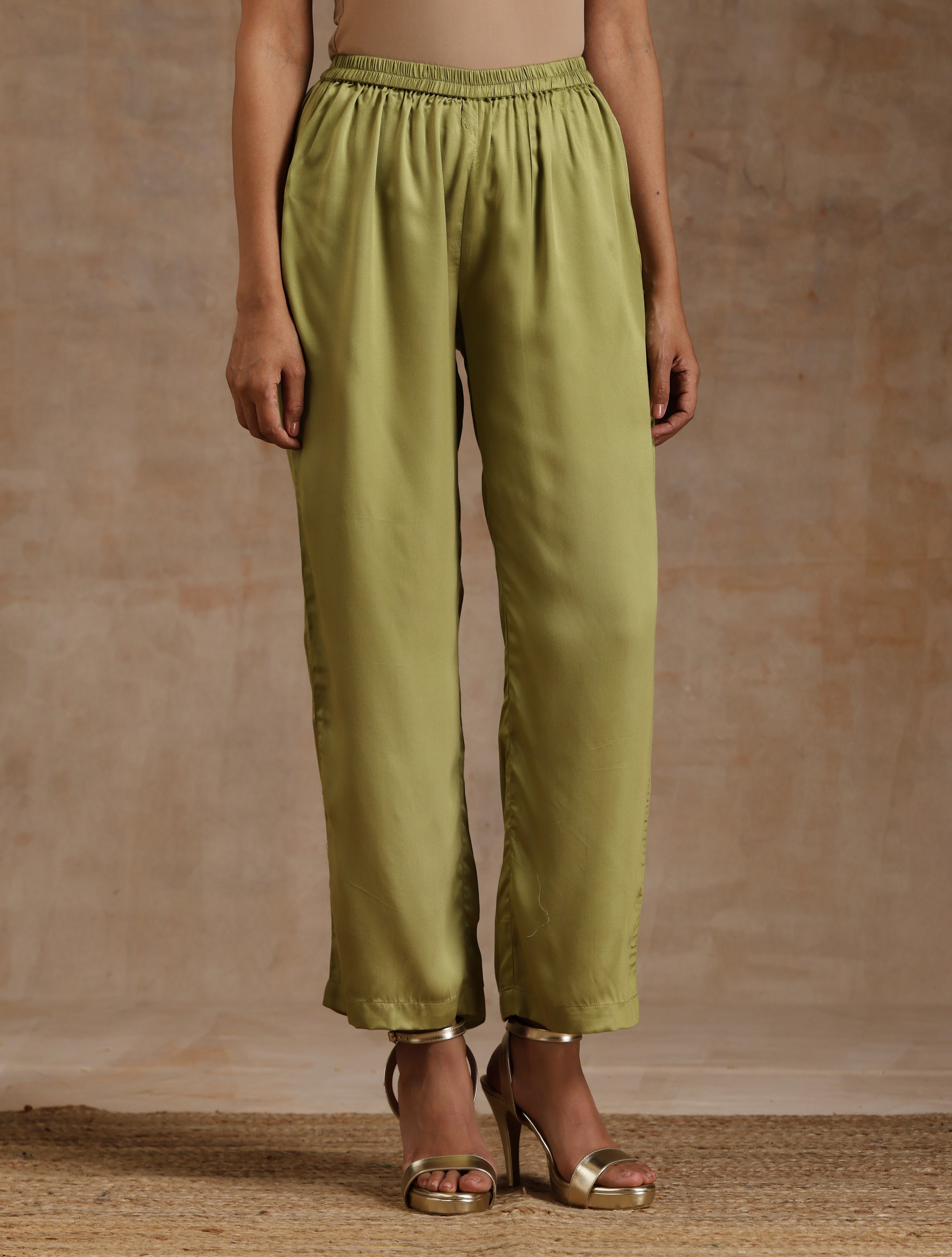 trueBrowns Light Green Modal Satin Kaftan Kurta Set | Relove - Distacart