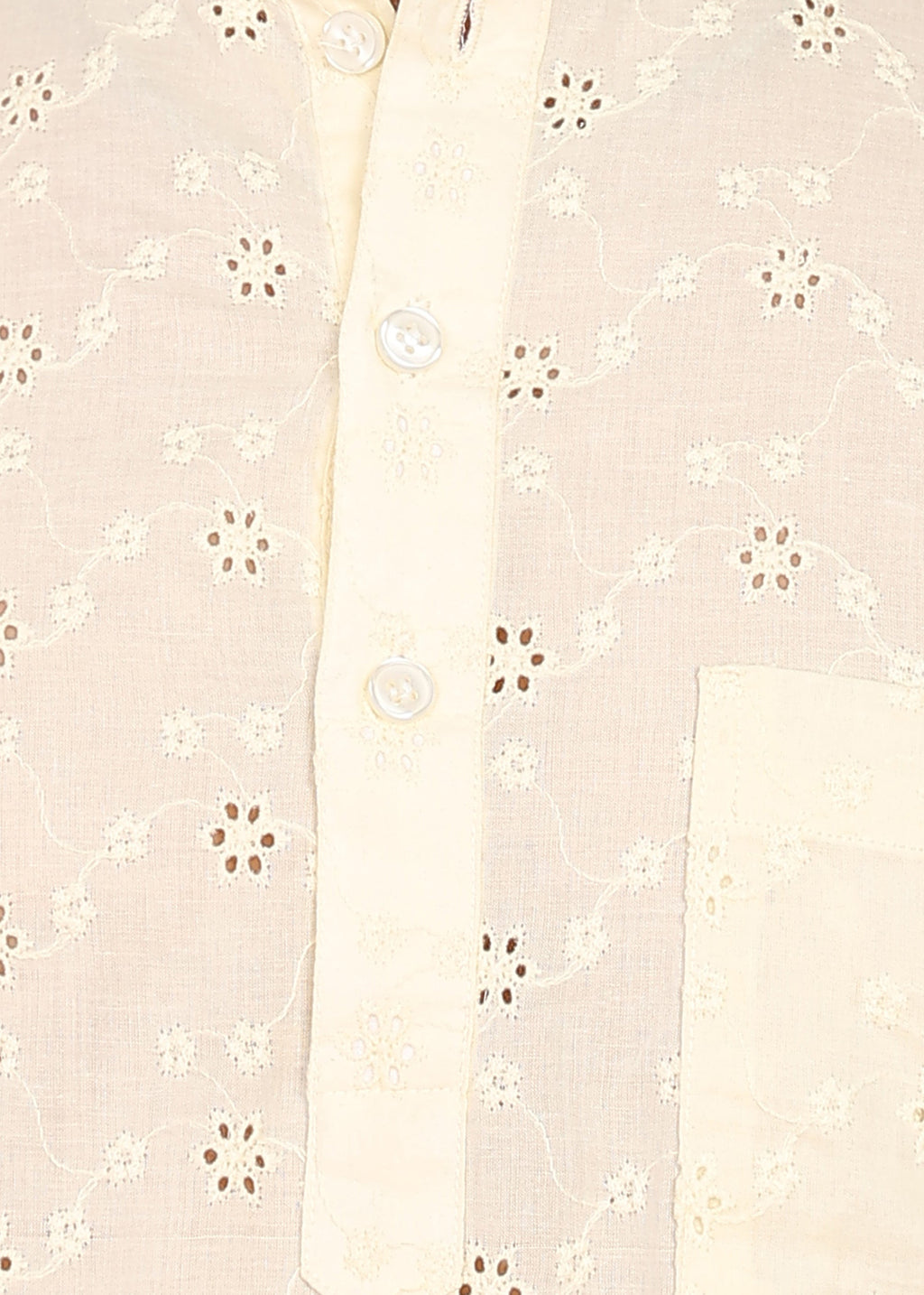 Fabmade Ivory Bloom Embroidered Short Kurta