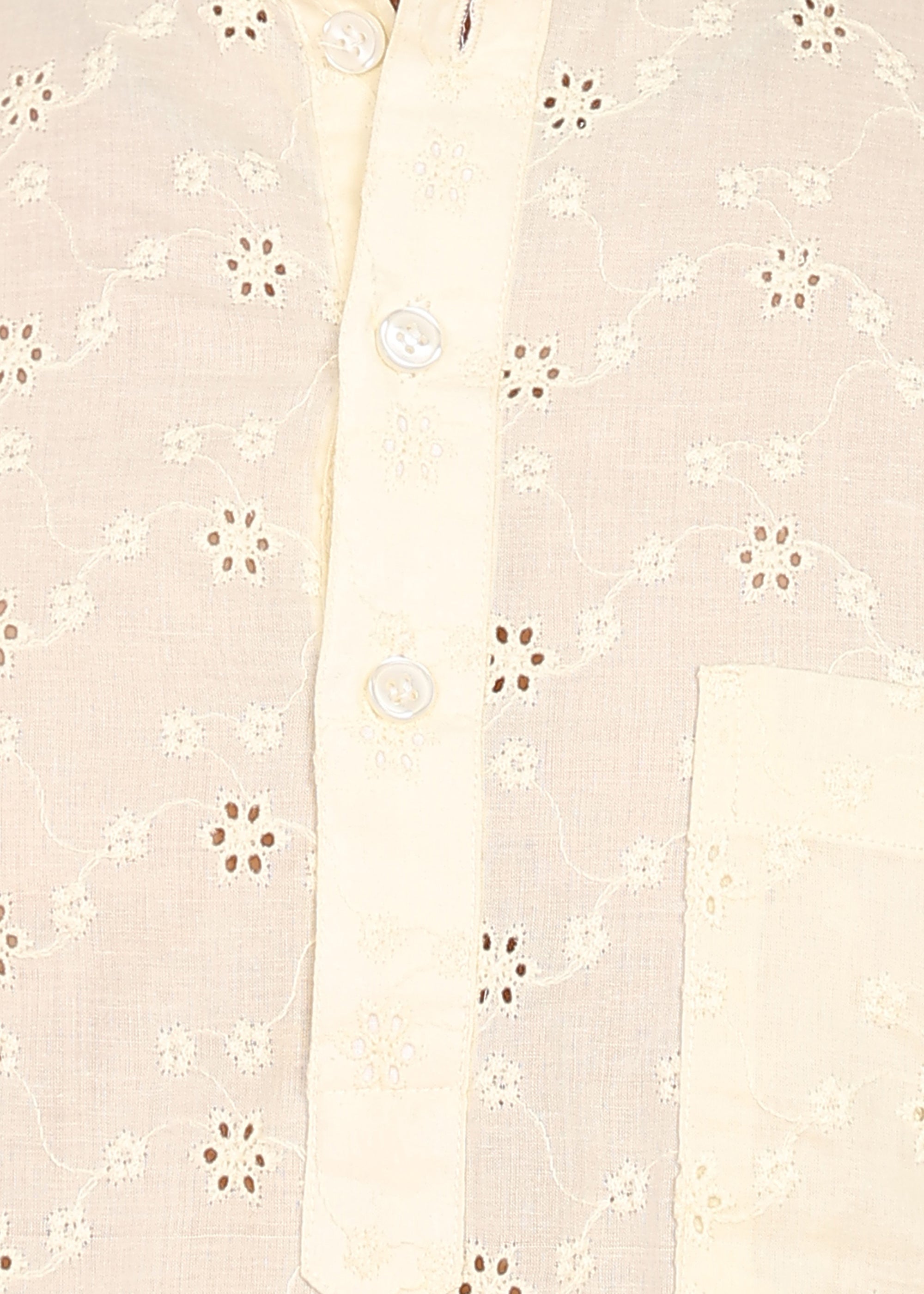 Fabmade Ivory Bloom Embroidered Short Kurta
