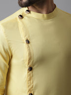 Even Apparels Yellow Sherwani Kurta With Asymetrical Cut - Distacart