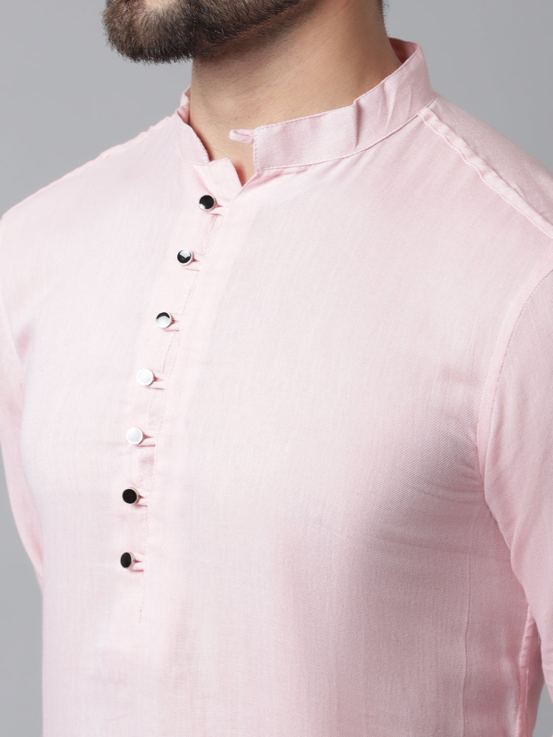Even Apparels Pink Pure Cotton Kurta With Band Collar - Distacart