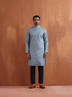 trueBrowns Men's Blue Chanderi Kurta