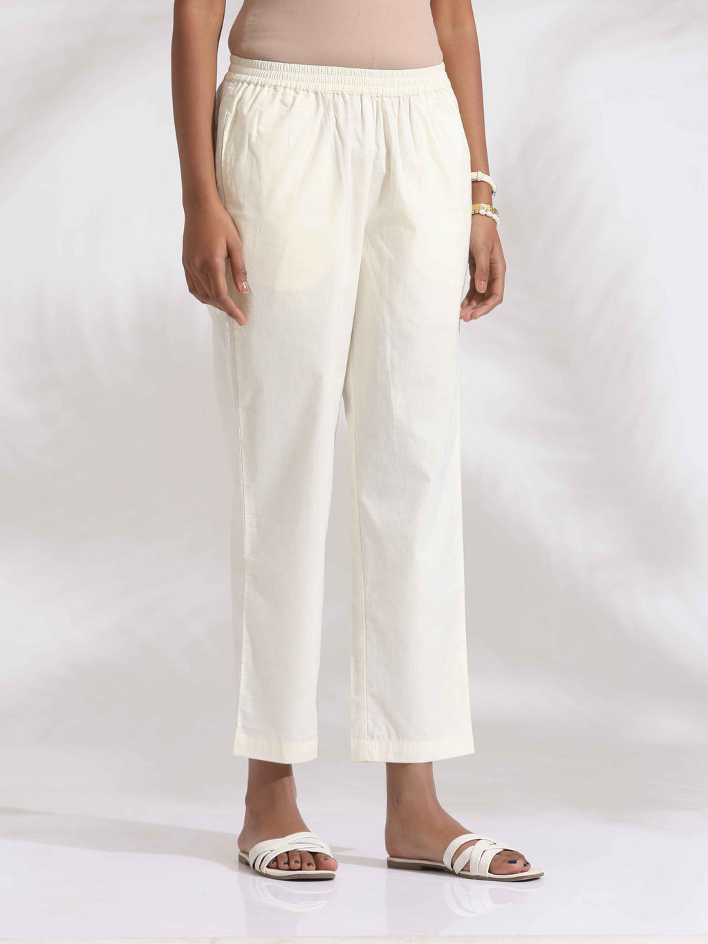 trueBrowns Off-White Cotton Multi Stripe Flared Kurta Set - Distacart