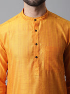Even Apparels Yellow Check Kurta With Band Collar - Distacart