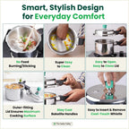 The Indus Valley RapidCuk Tri-ply Stainless Steel Pressure Cooker, Premium Quality, 3 Layer Thick Body, Heavy Bottom, 100% Safe, ISI Certified, Induction & Gas, 2/3/5L