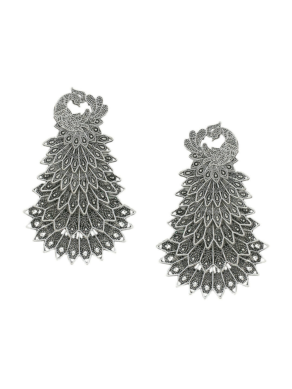 NVR Women Silver Toned Contemporary Drop Earrings - Distacart