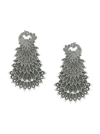 NVR Women Silver Toned Contemporary Drop Earrings - Distacart