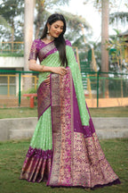Anaita Light Green Woven Design Pure Bandhej Kanjivaram Soft Silk Saree - Distacart