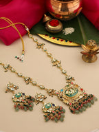 Ruby Raang Kundan Haar With Matching Earrings