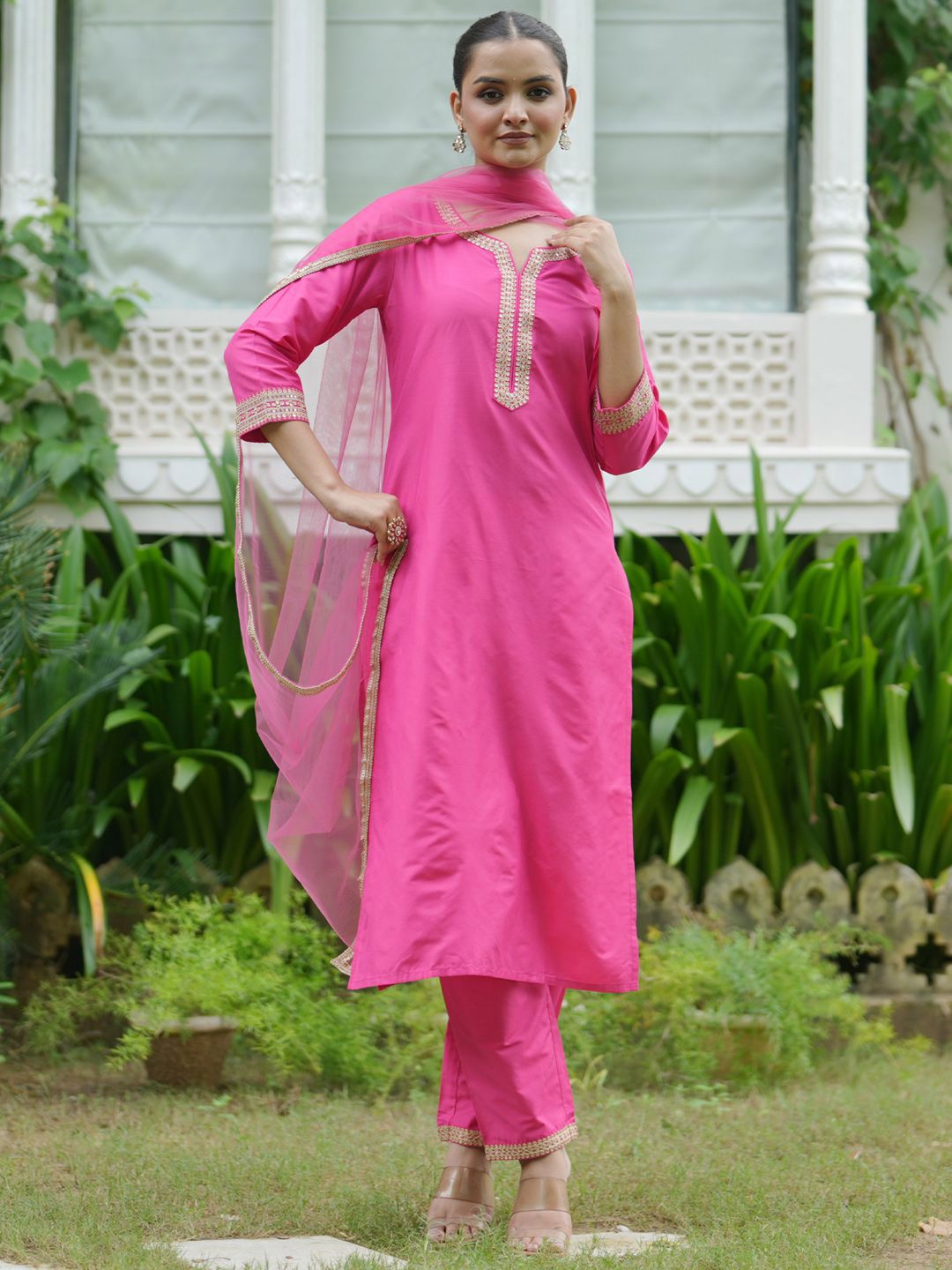 Indo Era Women Embroidered Regular Kurta with Trousers & With Dupatta - Distacart
