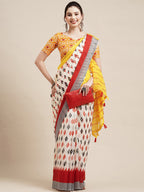 Saree Mall Off White & Red Pure Cotton Saree - Distacart