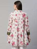 Ahalyaa Women Beige Crepe Digital Floral Print Tunic - Distacart