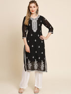 HERE&NOW Ethnic Motifs Embroidered Sequined Georgette Kurta