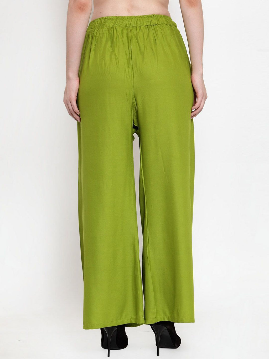 TAG 7 Women Pack Of 2 Green & Maroon Solid Flared Palazzos