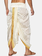 Sethukrishna Men Cream & Golden Solid Dhoti - Distacart
