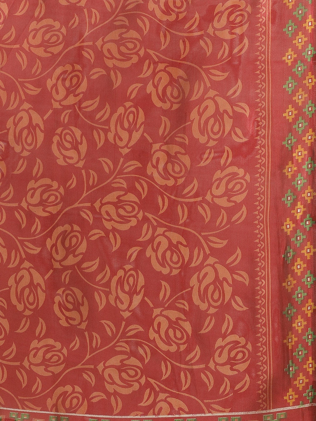 Saree Mall Rust Red & Mustard Yellow Printed Saree - Distacart