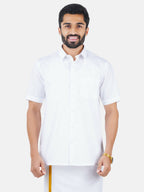 Ramraj Cotton Mens Half Sleeve Formal 100 % Cotton White Shirt