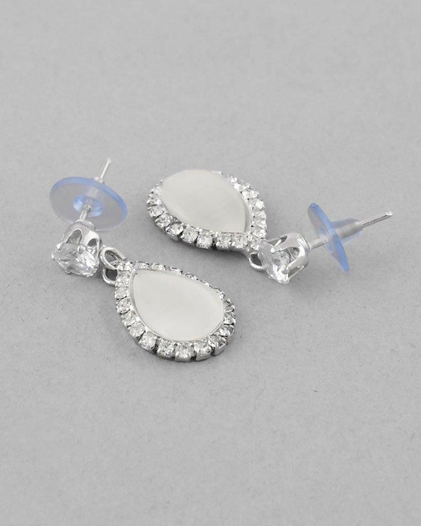 VOJ Silver Plated White Stone With AD Stone Studded Chain Set