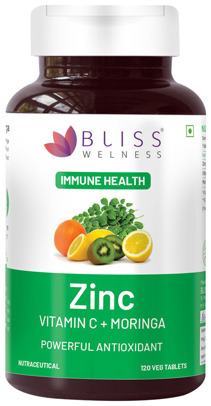 Bliss Welness Immune Health Zinc Vitamin C + Moringa Veg Tablet