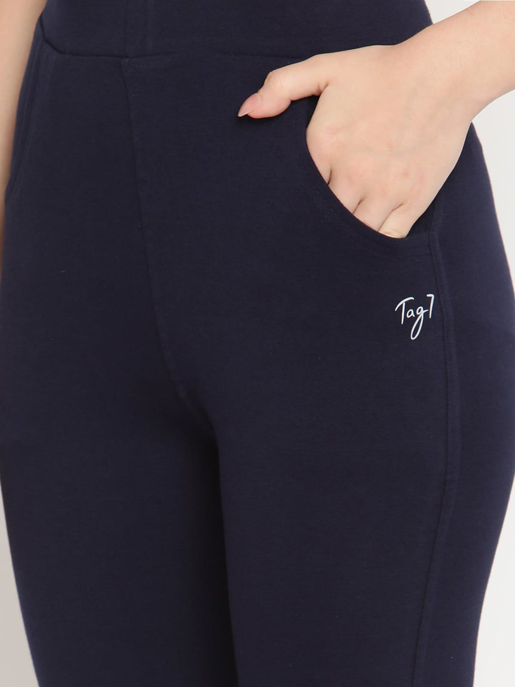 TAG 7 Women Navy Blue & Brown Pack Of 2 Solid Comfort-Fit Ankle-Length Leggings