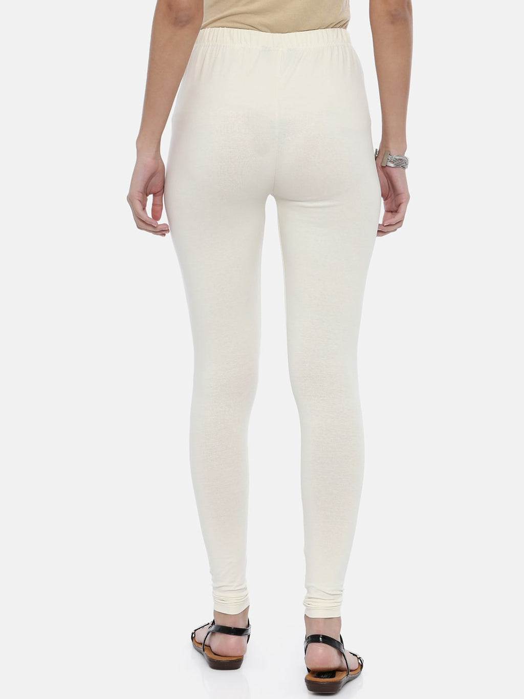 Souchii Off-White Solid Slim-Fit Churidar-Length Leggings - Distacart