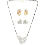 AanyaCentric Gold-Polished Mangalsutra with Pendant, 2 Pair Earrings