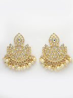 NVR Women Gold-Plated Kundan Chandbali Earrings - Distacart