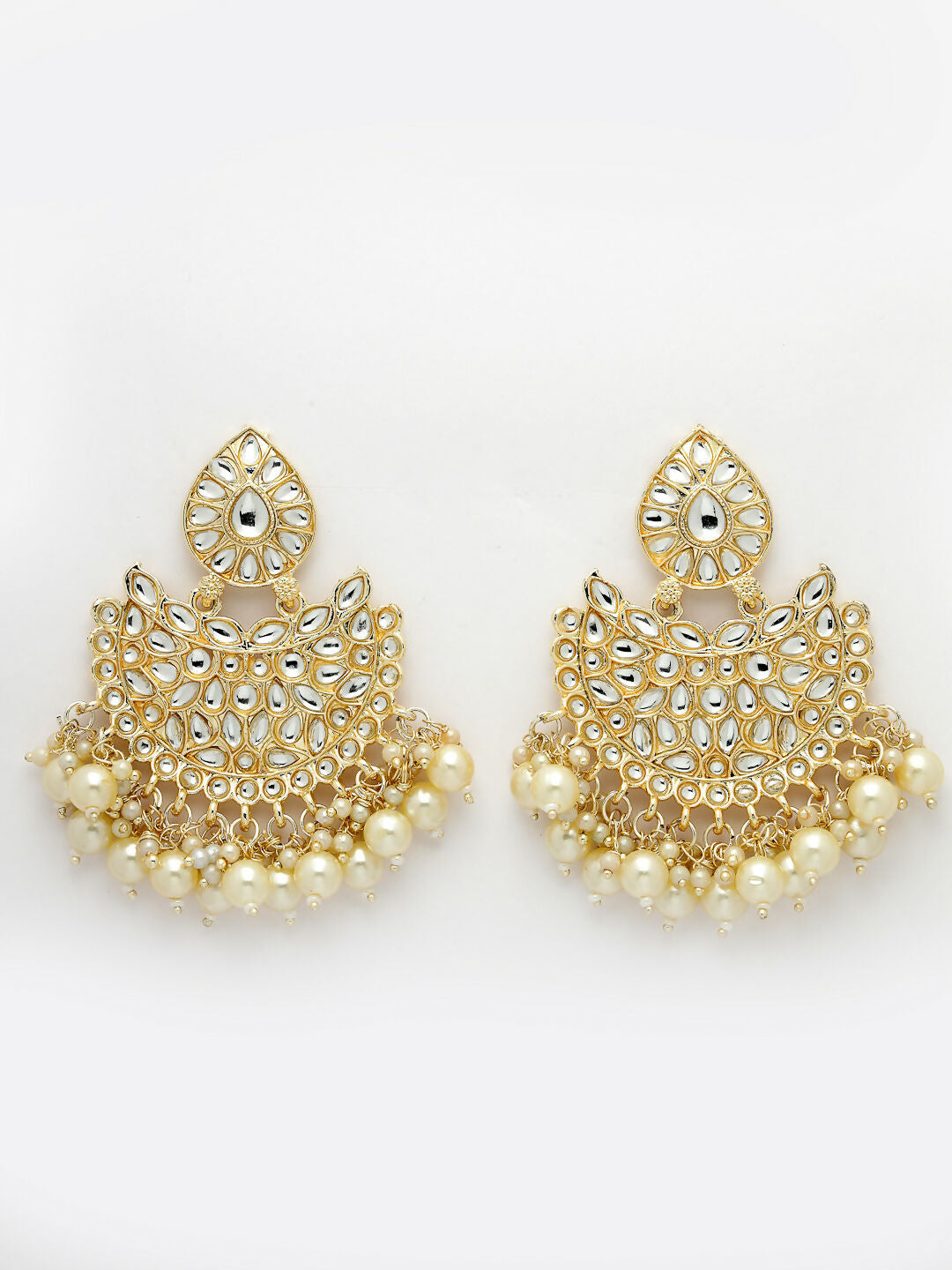 NVR Women Gold-Plated Kundan Chandbali Earrings - Distacart