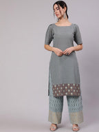 Aks Paisley Printed Straight Kurta With Palazzos