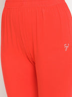 TAG 7 Women Orange & Brown Solid Ankle-Length Leggings Pack Of 2