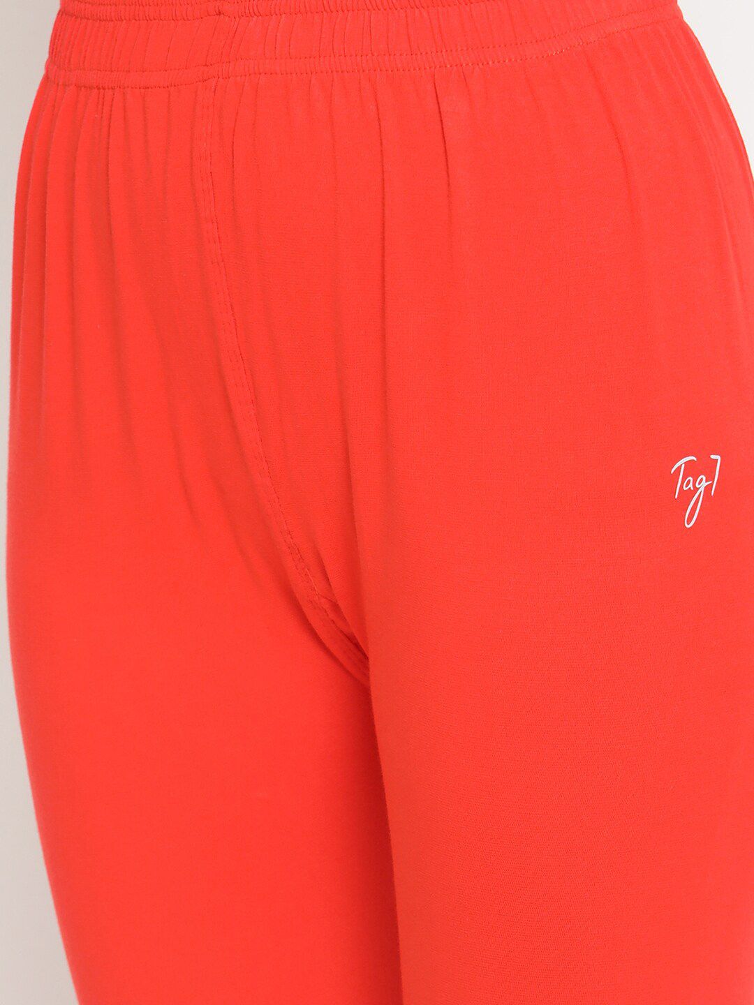 TAG 7 Women Orange & Brown Solid Ankle-Length Leggings Pack Of 2