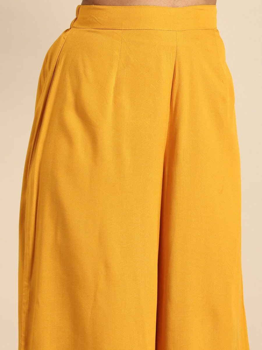 All About You Women Yellow Floral Printed Pure Cotton Kurta with Palazzos