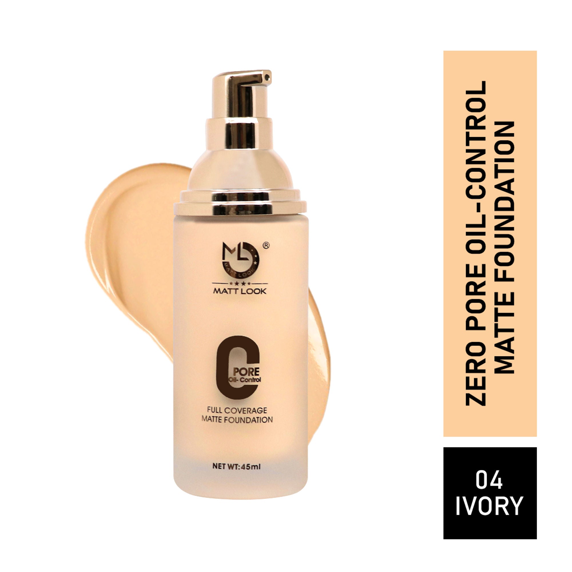 Matt Look Zero Pore Oil Control Full Coverage Matte Foundation - Ivory