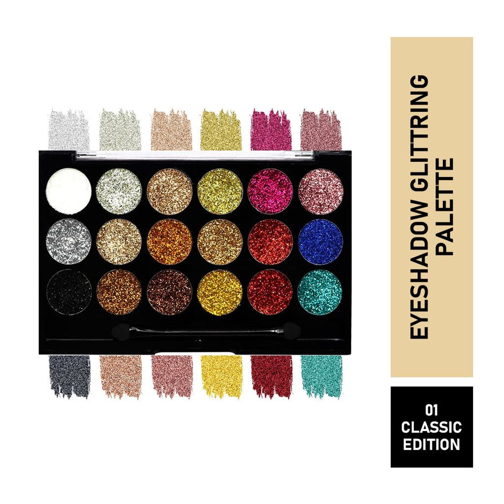 Matt Look Glitterz N Highlight 18 Color Glittering Eyeshadow Palette - Classic
