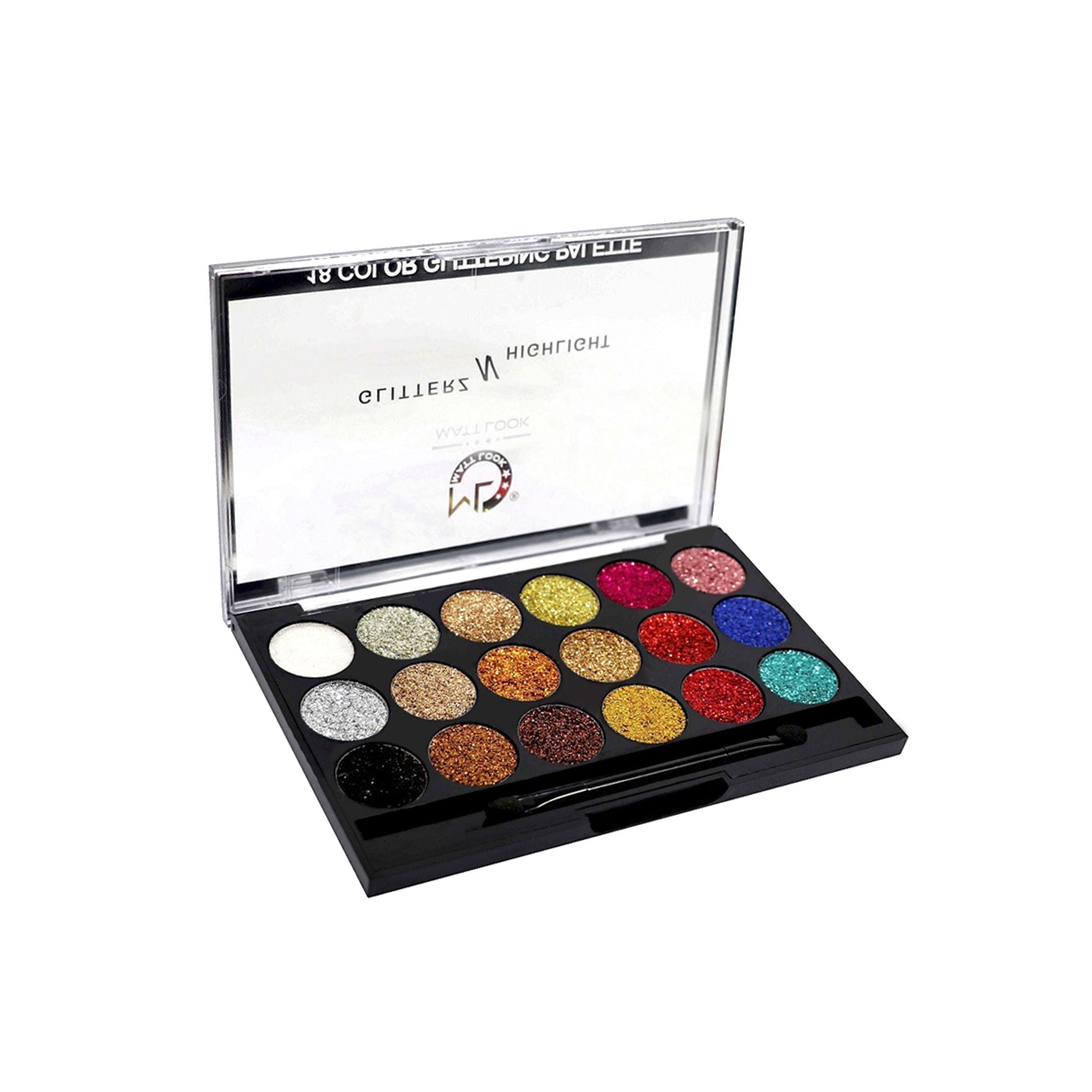 Matt Look Glitterz N Highlight 18 Color Glittering Eyeshadow Palette - Classic