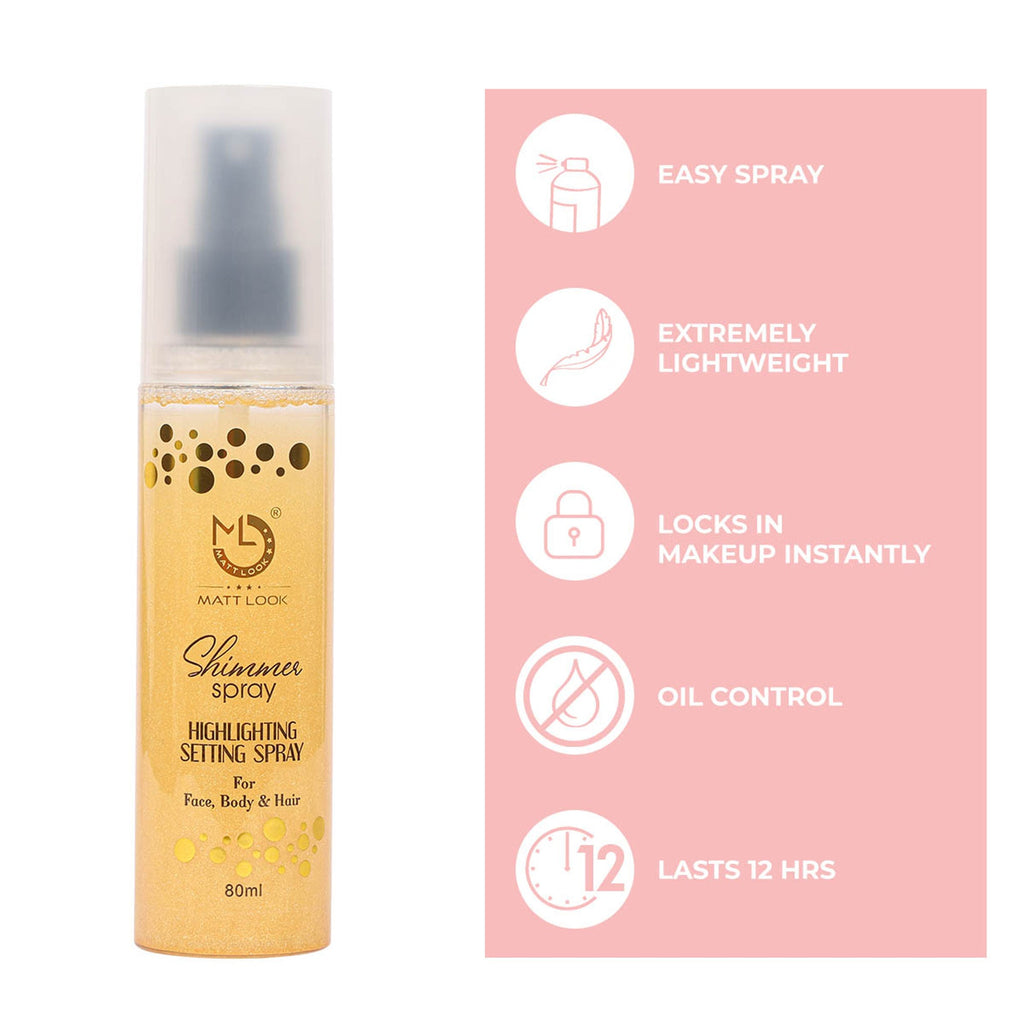 Matt Look Shimmer Highlighting Setting Spray - Gold 001