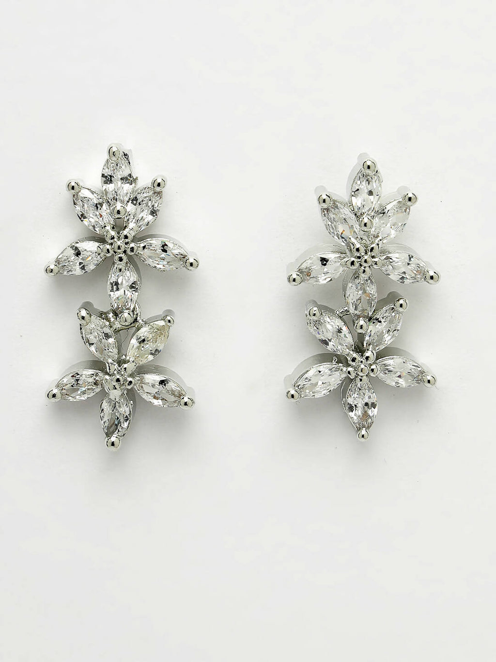 NVR Women Silver Plated Cz Stone Handcrafted Jewellery Set