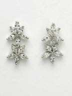 NVR Women Silver Plated Cz Stone Handcrafted Jewellery Set