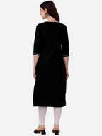 HERE&NOW Notch Neck Thread Work Straight Kurta