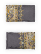 DDecor Grey & Yellow Ethnic Motifs Cotton 140 TC King Bedsheet With 2 Pillow Covers - Distacart