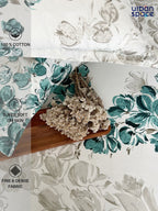 URBAN SPACE Serene White & Blue Printed 200 TC Pure Cotton Bedsheet & Pillow Covers - Distacart
