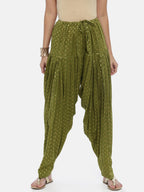 Souchii Olive Green Woven Design Patiala - Distacart