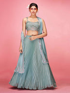 Myra Sky Blue Art Silk Embroidered Designer Lehenga