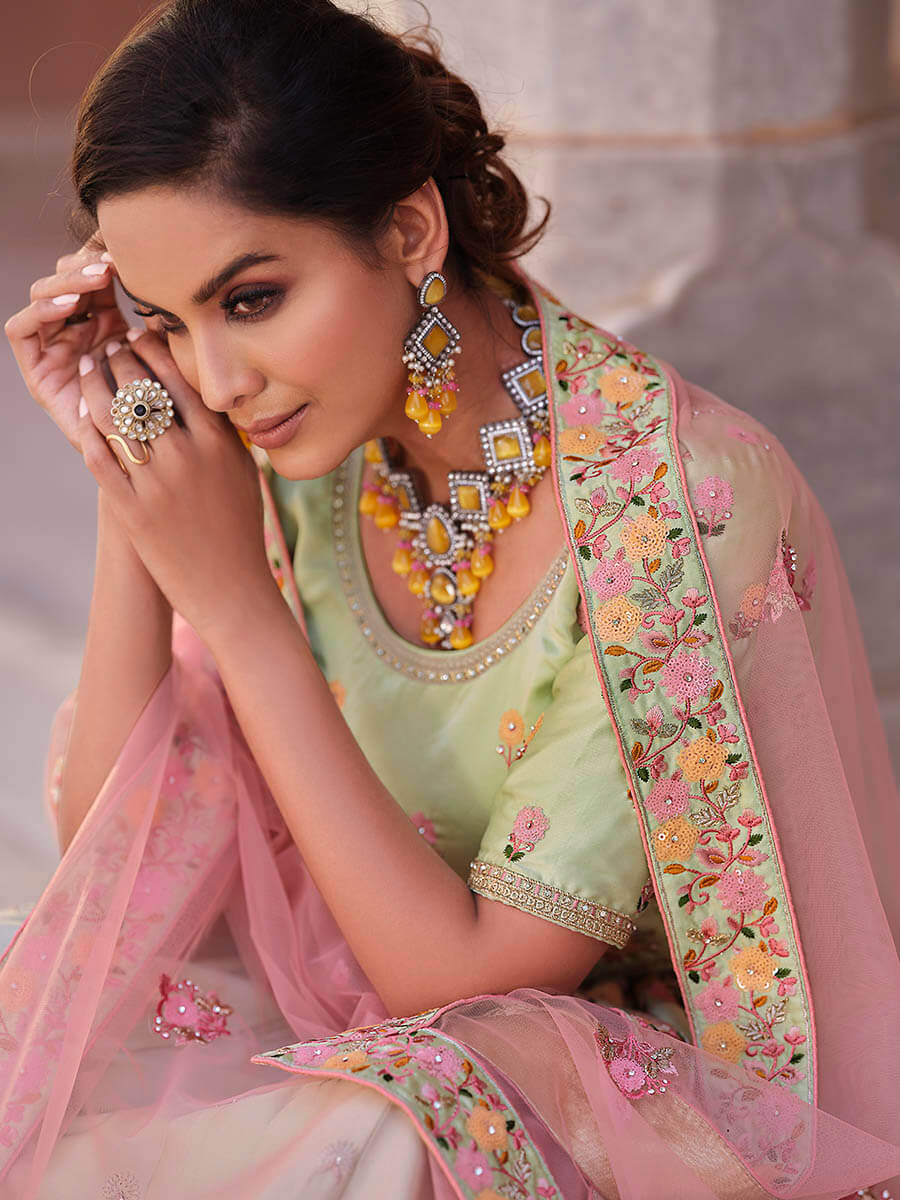 Myra Pista Green Embroidered Designer Lehenga Choli