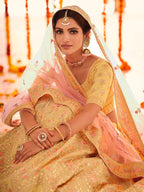 Myra Yellow Organza Embroidered Designer Lehenga